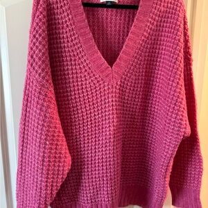 American Eagle Outfitters Raspberry V-Neck Sweater